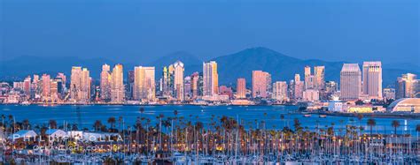 San Diego City Skyline At Sunset California 36751