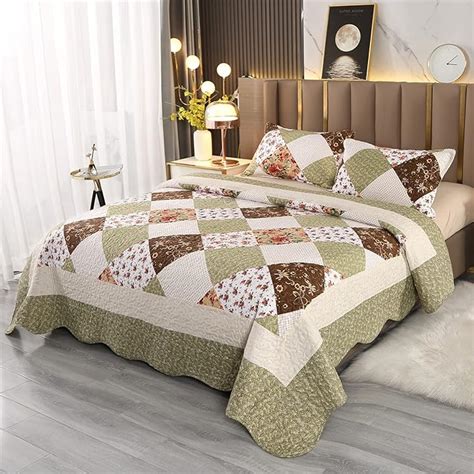 Qucover Couvre Lit Matelass E Double Face X Couverture Patchwork