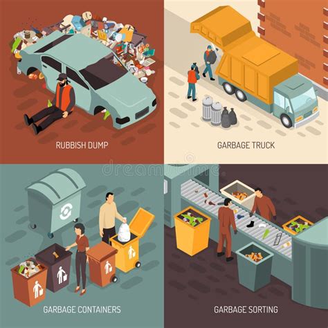 Garbage Recycling Infographic Set Stock Vector Illustration Of