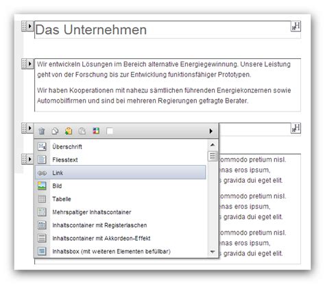 Weblication Cms Onlinedokumentation Seitenstrukturelemente Verwenden