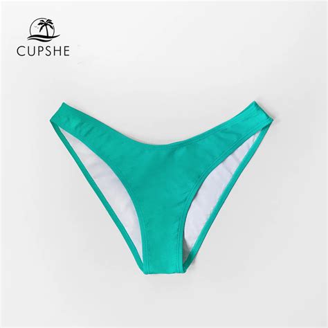 Cupshe Solid Mint Shirring Low Waist Bikini Bottom Women Sexy Single