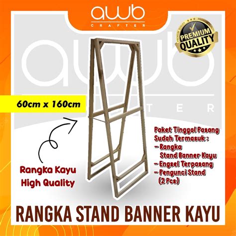 Jual Rangka Stand Banner Kayu Lipat 2 sisi - Ukuran 60cm x 160cm ...