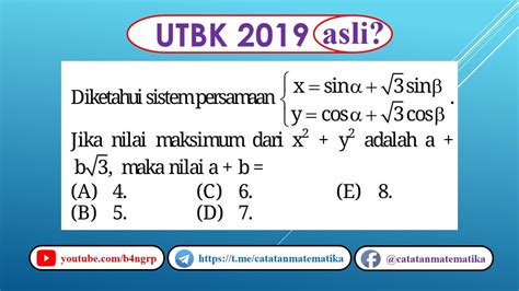 Soal Asli Utbk Matematika Saintek Nilai Maksimum Fungsi