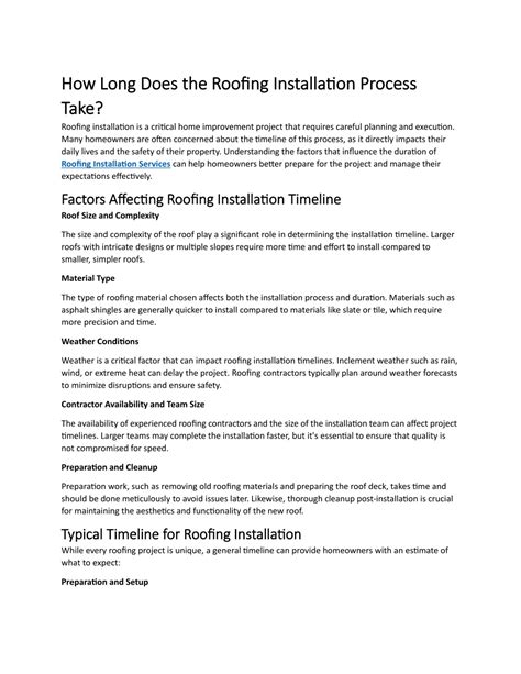 Ppt How Long Does The Roofing Installation Process Take Powerpoint