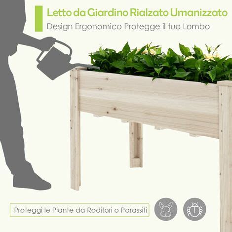 Costway Fioriera Rialzata Da Giardino In Legno Massello Con