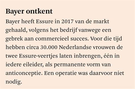 Hester Bais On Twitter Bayer Ontkent Bayer Heeft Essure In 2017 Van