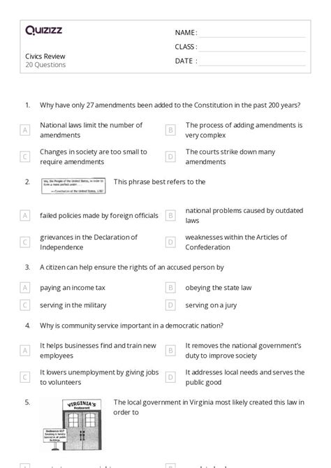 50 Civics Worksheets For 8th Grade On Quizizz Free Printable