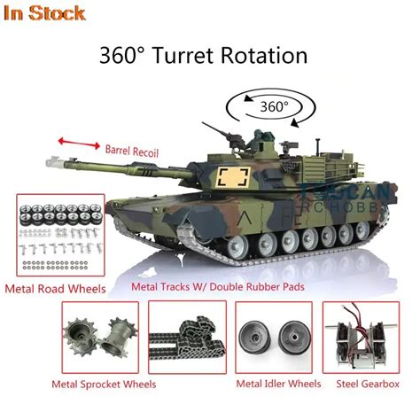 1 16 RTR RC Tank 7 0 HENG LONG Abrams 3918 360 Turret Barrel Recoil