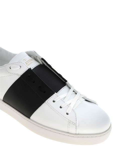 Valentino Leather Open Sneakers In White And Black for Men - Lyst