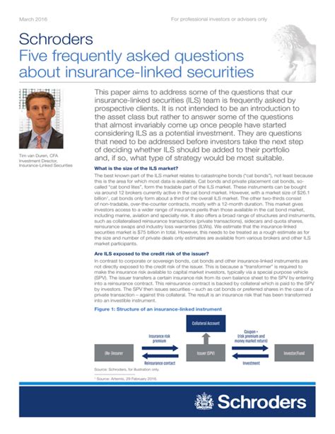 Schroders Five Frequently Asked Questions About Insurance Linked Securities