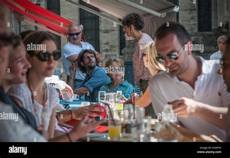 Franch Cafe Showing A Slight Altercation Stock Photo Alamy