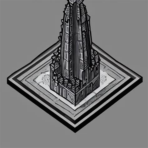 Isometric View Of A Wizard Tower Lineart Sharp Edges Stable