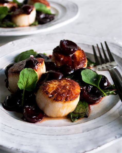 Scallops With Cherries And Wilted Greens The Original Dish