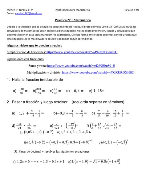 Tp N To A O Tn B E Trabajo Practico Obligatorio De Matem Tica