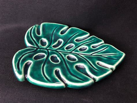 Aloha Monstera Leaf Soap Dish Handmade Raku Pottery Art Etsy