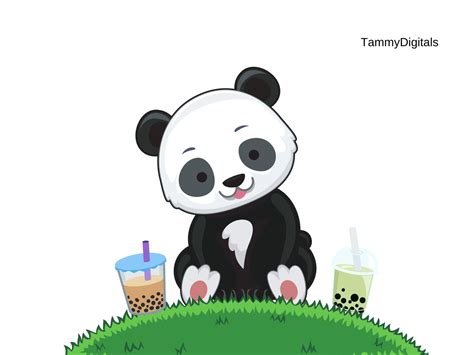 Panda Boba Digital Prints - Etsy