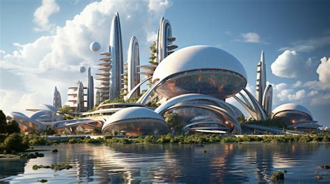 Premium Photo | Sci fi futuristic city waterfront ai generated ...