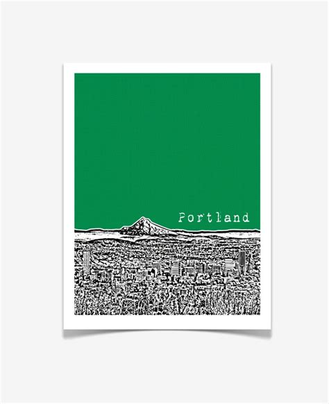 Portland Art Print Portland City Skyline Portland Oregon Etsy España