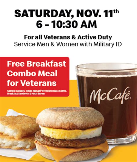 McDonald’s offering free breakfast combo meal for Veterans