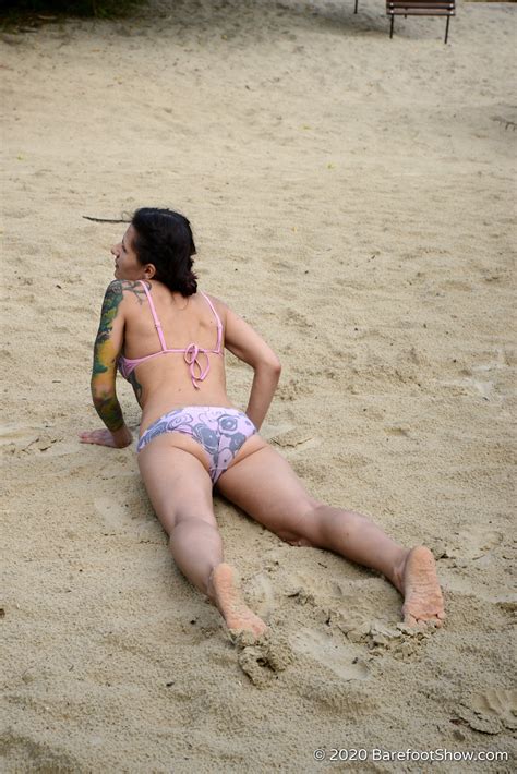 Barefoot Mature Olga Shows Wrinkled Soles On A Public Beach Part 1 Of 6 Barefoot Show