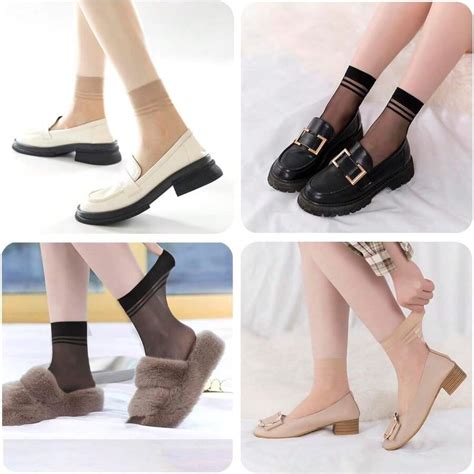 Pairs Women S Ankle Sheer Nylon Socks Nude Black Summer Thin Soft Tight Hosiery With