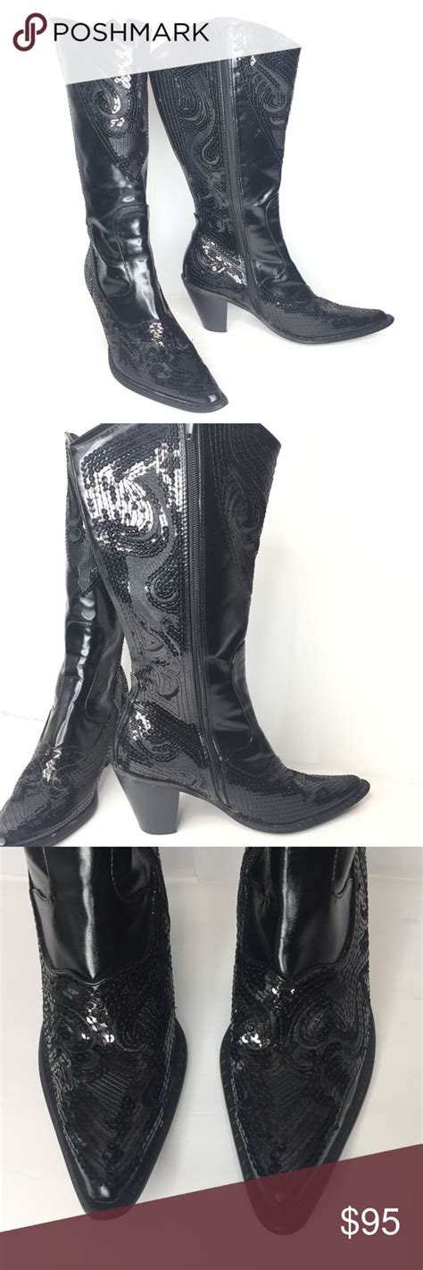 Helens Heart Sequin Tall Cowboy Boots Sz 7 Fashion Boots Fashion Trends