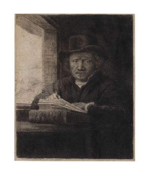 Rembrandt Van Rijn Self Portrait Etching At A Window Bartsch 22 New