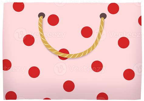 Pink Shopping Bag With Red Polka Dots 26495222 Png