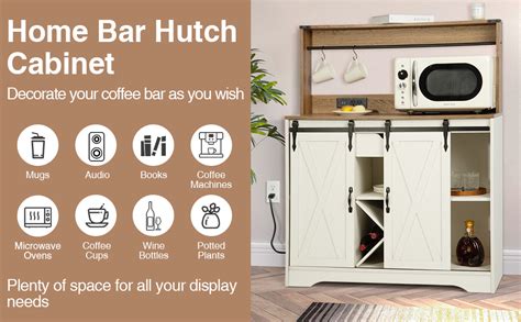 Amazon Wnutrees Farmhouse Coffee Bar Cabinet With Charging Station