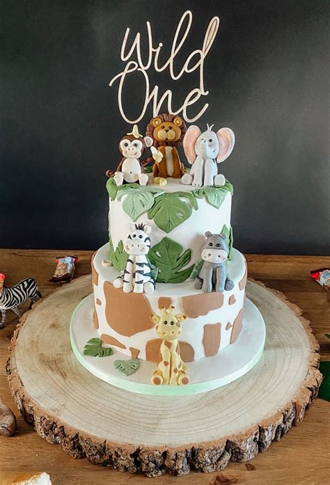 Wild One Birthday Cake Safari Birthday Cakes Baby First Birthday