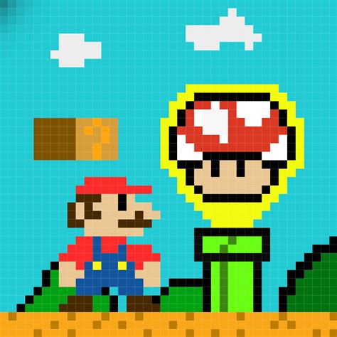 Artstation Mario Finds Super Mushroom Pixel Art