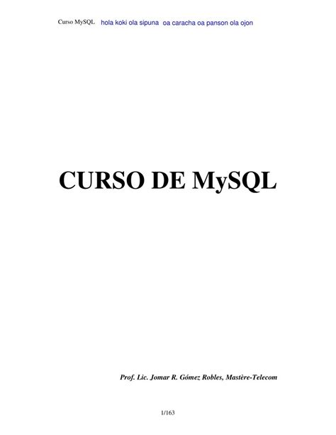 Pdf De Programación Curso De Mysql