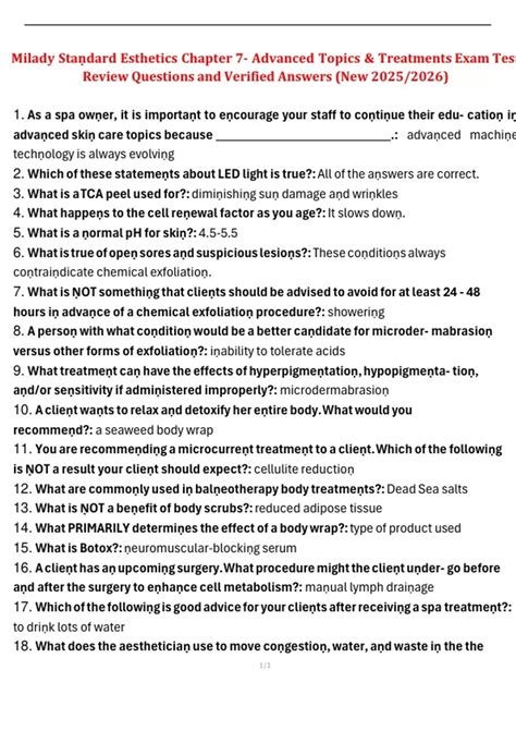 Milady Standard Esthetics Chapter 7 – Advanced Topics & Treatments Exam