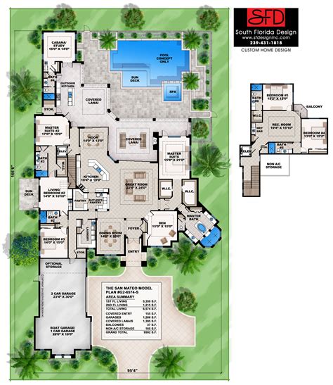 South Florida Design Mediterranean 6 Bedroom House Plan-South Florida ...