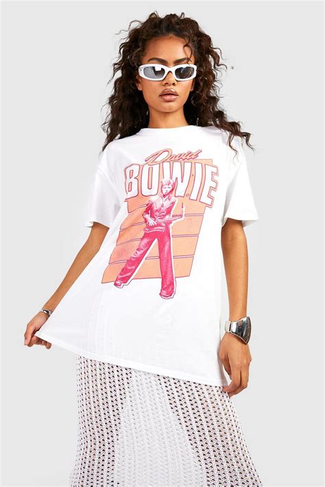 Womens David Bowie License Oversized Band T Shirt Boohoo Uk