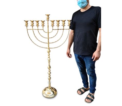 Jumbo Size Gold Chanukah Menorah For Synagogue Or Public Place