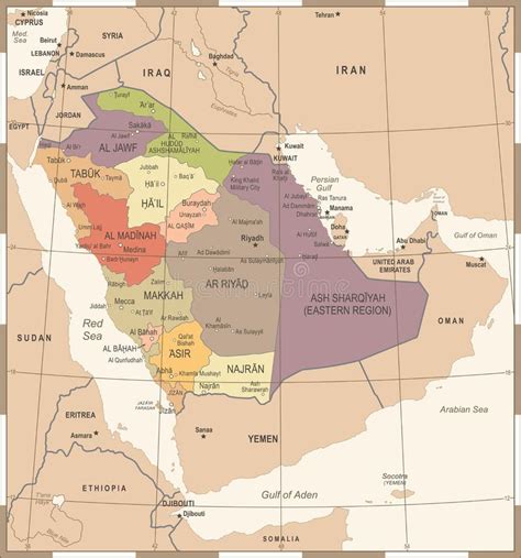 Mapa De Ar Bia Saudita Ilustra O Detalhada Do Vetor Ilustra O Stock