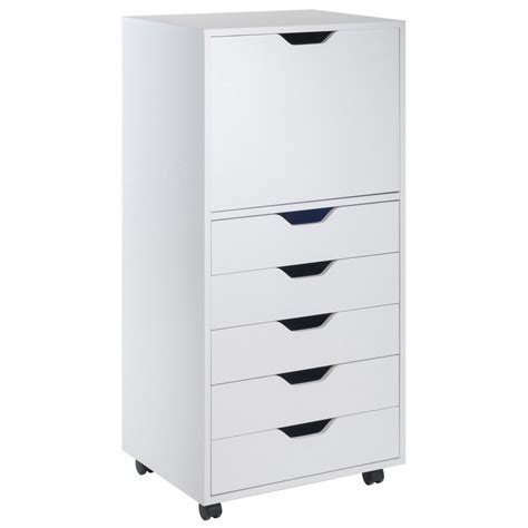 Halifax 5 Drawer High Cabinet Cart In White Winsome Wood 10616