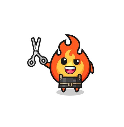 Fire Character As Barbershop Mascot Vector Art At Vecteezy