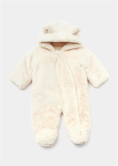 Baby Beige Faux Fur Snowsuit Newborn 18mths Matalan