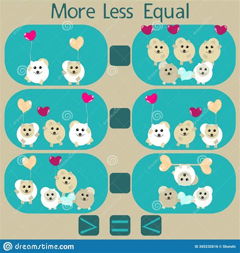 Count the Funny Dogs in the Picture and Put a Sign Greater Than, less