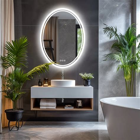 LUVODI Luxury Oval Bathroom LED Mirror Backlit LED Bathroom Wall Mirror