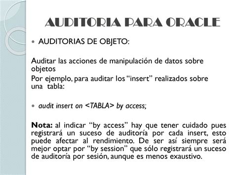 AUDITORIA A BASE DE DATOS Ppt Descargar