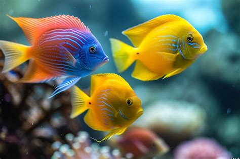 Premium Photo Multi Colored Fish Swimming In A Vibrant Coral Reef