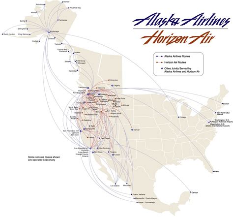 Alaska Airlines October 28, 2002 Route Map