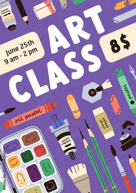 Art class ad poster. Creative school, workshop promotion flyer design ...