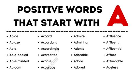 456 Amazing Positive Words That Start With A With Example Sentences