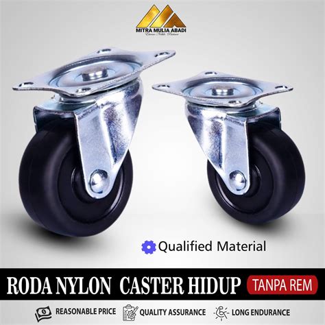 Jual Roda Caster Hitam Roda Nylon Roda Koper Hidup Tanpa Rem Per PCS