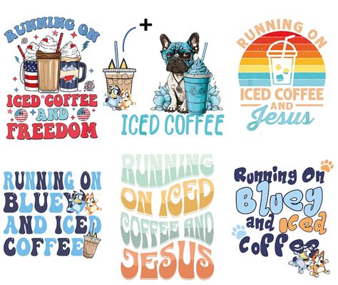 Running On Bluey And Iced Coffee Png Svg Running On Bluey Etsy