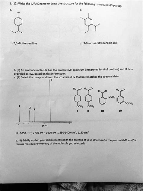 SOLVED 1 12 Write The IUPAC Name Or Draw The Structure For The